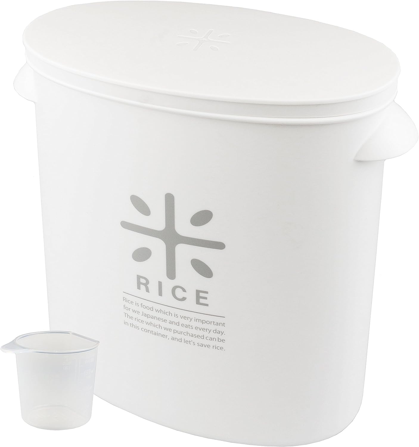 

Pearl Metal Rice with Measuring Stores Rice in its RICE Japanese-made Bin, 5kg, White, Cup, Bag, HB-3433 белый