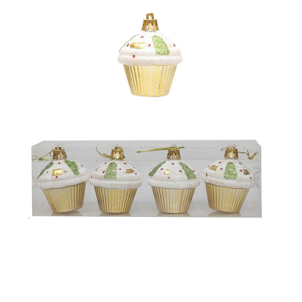 4pcs Plastic Painted Christmas Cake Pendant DIY Crafts Christmas Tree Decoration  Home Xmas Decor