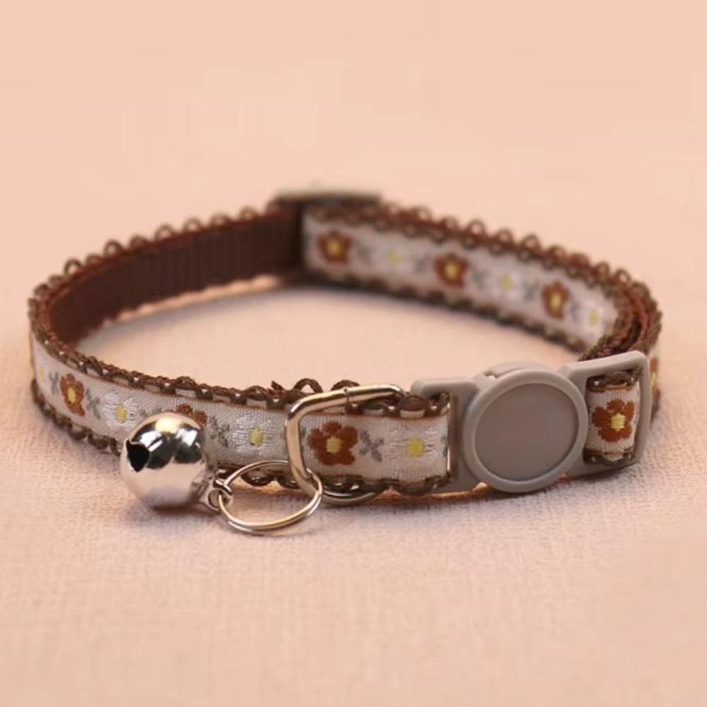 Floral Embroidered Cat Collars Adjustable Cat Supplies New Pet Collars