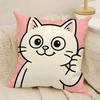 Fashing Cat Funny Party Pattern Pillow Case Natural Linen Double-Sided Printing Sofa Home Decor Cushion Cover