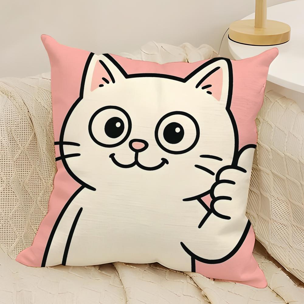 Fashing Cat Funny Party Pattern Pillow Case Natural Linen Double-Sided Printing Sofa Home Decor Cushion Cover