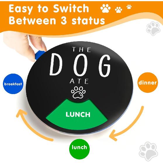 Dog Fed Sign - Dog Feeding Status Spinner with 3 Meals Marked, Did You Feed The Pet Tracker, Pet Feeding Reminder with Double Sided Tape for Fridge,