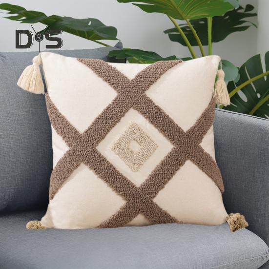 Kissenbezug in Kontrastfarbe, Bohemina-Stil, 3D-Blumendekor, Home-Office-Party-Dekor, Schlafzimmer, Auto, Wohnzimmer, Sofa, Überwurfkissenbezug