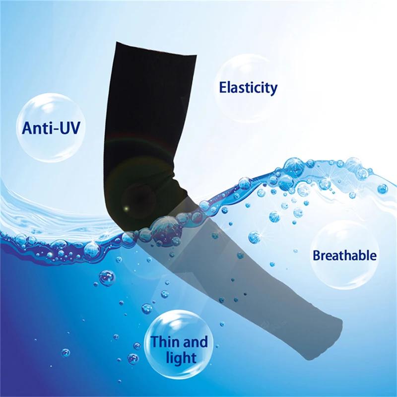 Summer Cooling Arm Sleeves Fingerless Ice Silk UV Protection High Elastic for Cycling Fishing Outdoor Sports