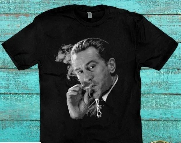 Goodfellas Robert De Niro Jimmy Conway Smoking Black T-Shirt QT78347 L