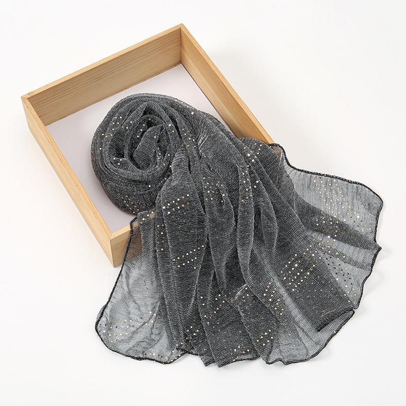 Glitter Women Hijabs With Rhinestone Islamic Sequins Long Shawl Head Scarf Female Full Cover Wrap Hijab Plain Muslim Headscarf