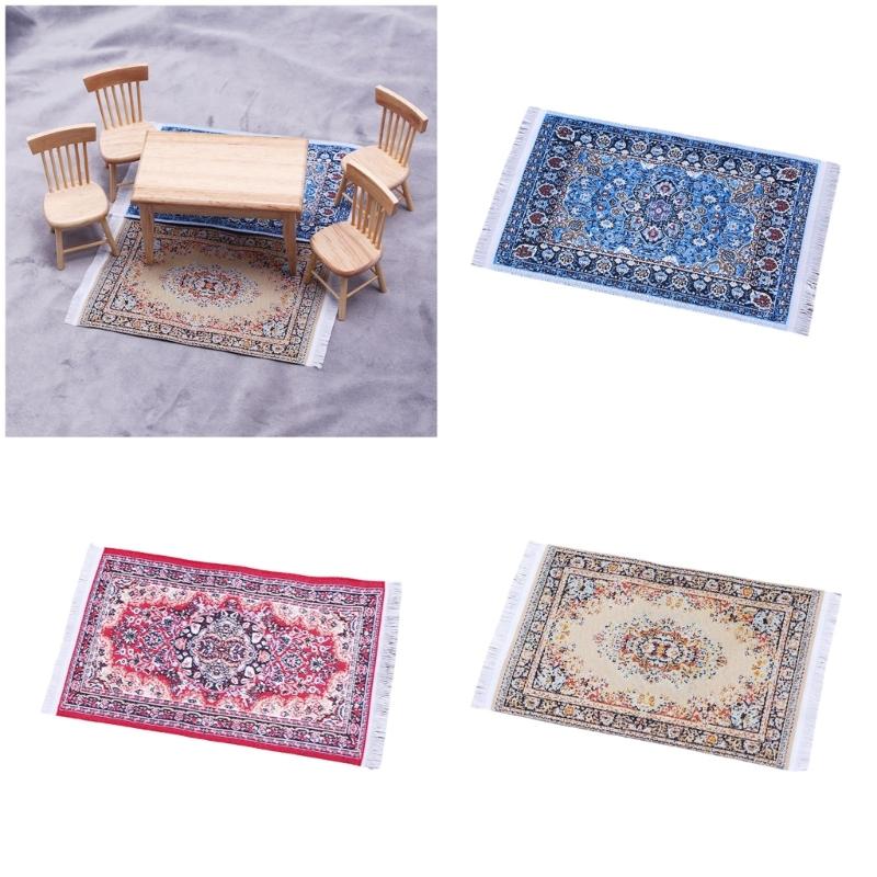Friendly Doll House Floor Mat Turkish Style Miniature Carpet Easy To Clean Soft Fabric For Childrens Room Decoration