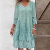 Fashion Summer Dresses Summer Pattern Lace Splicing Hollowed Out Midi Dress Casual Short Sleeve Dresses Lady Vestido