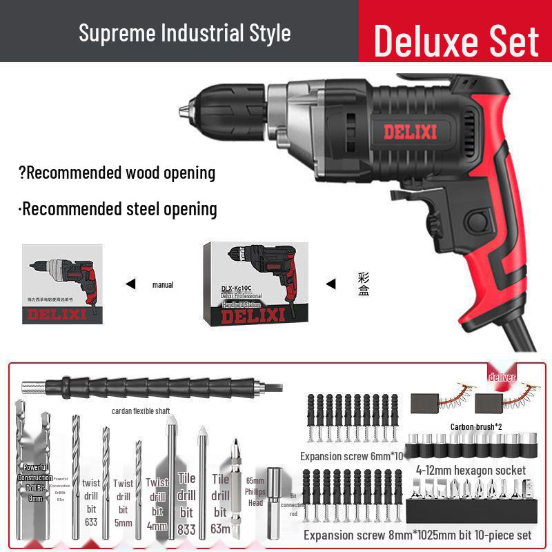 Delixi Handheld 220V Multi-Function Electric Drill and Screwdriver