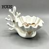 Matte Texture Jewelry Tray 3D Printed Shell Shape Dish Tray, Ocean Wave Organizer with Grooved Design, Ring Earring Holder Vanity Earrings