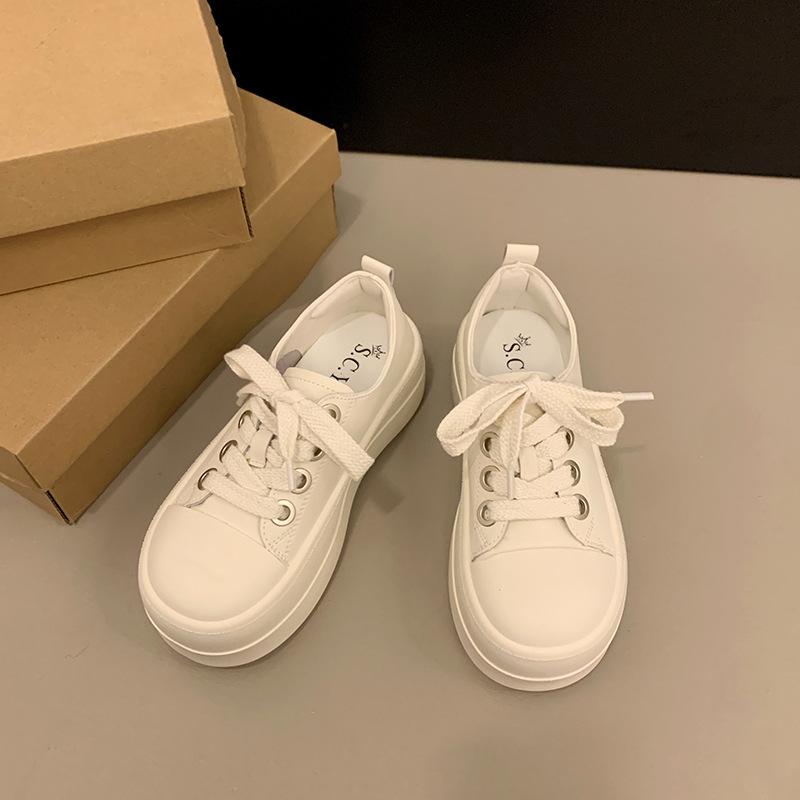 Versatile round head platform popular muffin canvas shoes women's 2025 spring new big head casual board shoes flow