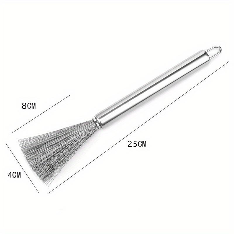 3pcs Stainless Steel Pan Brush Long Handle Strong Decontamination Convenient Fast Sink Stove Kitchen Accessories.