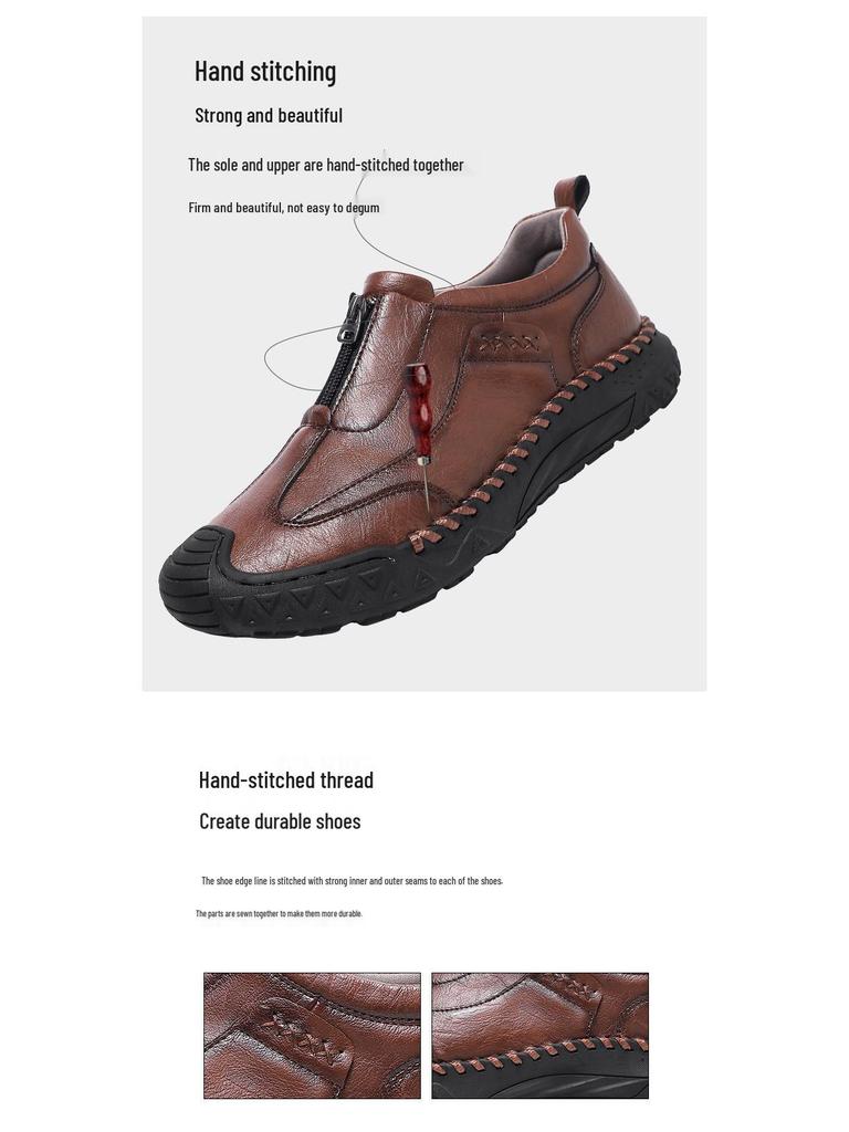 Herren Slip-On Freizeitschuhe Herbst 2025 - Weiche, Rutschfeste Sohle, Reißverschluss, Flacher Absatz, Atmungsaktiv