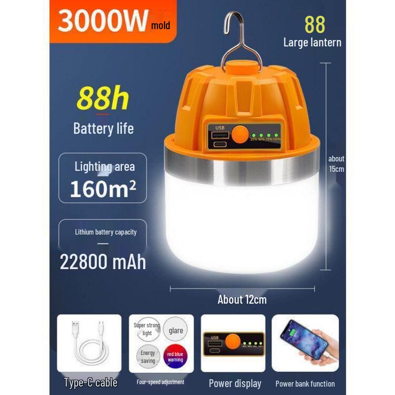 High-Power LED Camping & Emergency Light with Durable Bulb for Night Markets & Power Outages