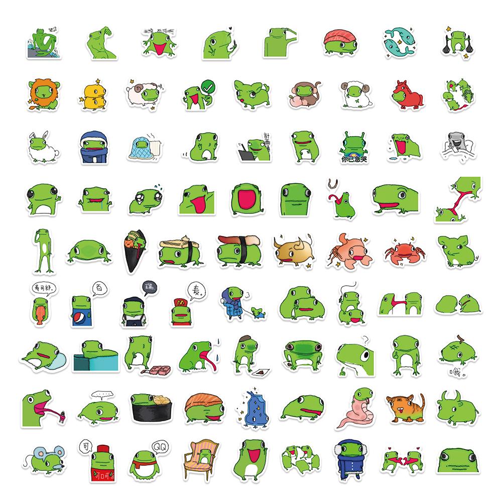 80Pcs Funny Frogs Graffiti Stickers Cute Animal Cartoon Decal Diy Notebook Phone Guitar Scraphbook Waterproof Sticker Kid Toys