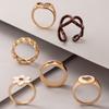 Digadagu 6 -Piece Set Brown Heart -Shaped Dripping Flower Ring Women 'S Popular Retro Ring Banquet Accessories