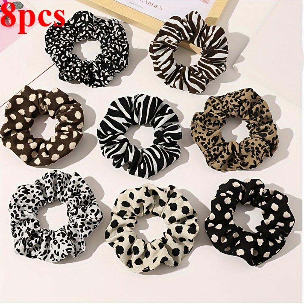 

Набор повязок на голову с леопардовым принтом, 8/16 шт.. Мягкий, эластичный дизайн в форме пончика для легкой укладки.