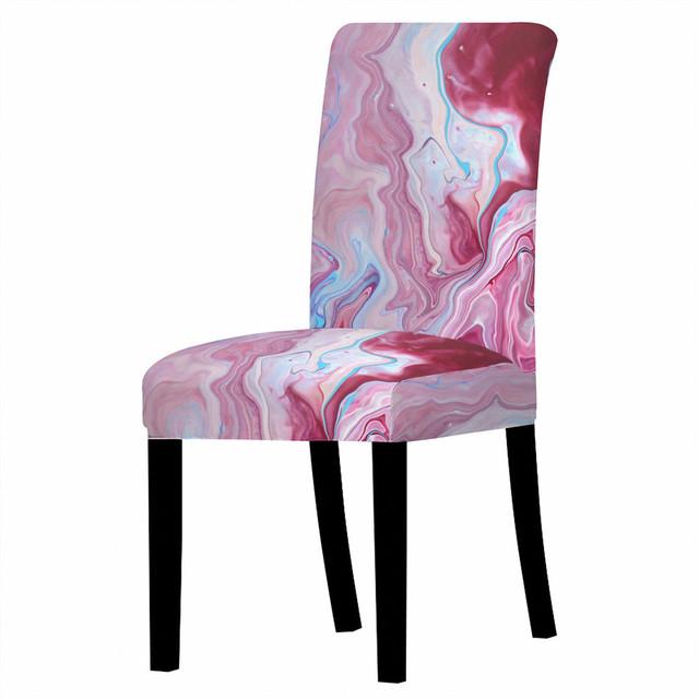 

Эластичный чехол для обеденного стула с мраморным принтом, эластичный чехол для стула, антигрязный чехол для кухонного сиденья, протектор, декор для отеля, банкета Universal Size