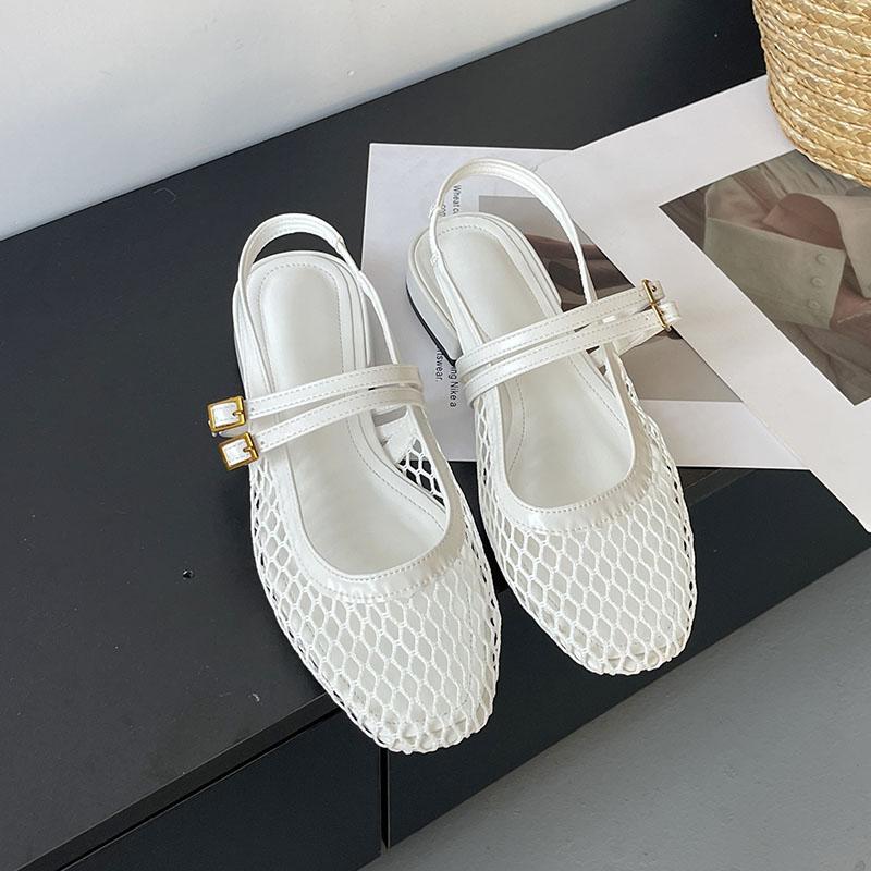 

Fashion Big Size Fashion Mesh Women Flats Sandals Mules Shoes Spring Summer Breathable Female Shallow Footwear Ladies Flat Sandals Shoes 35 бежевый