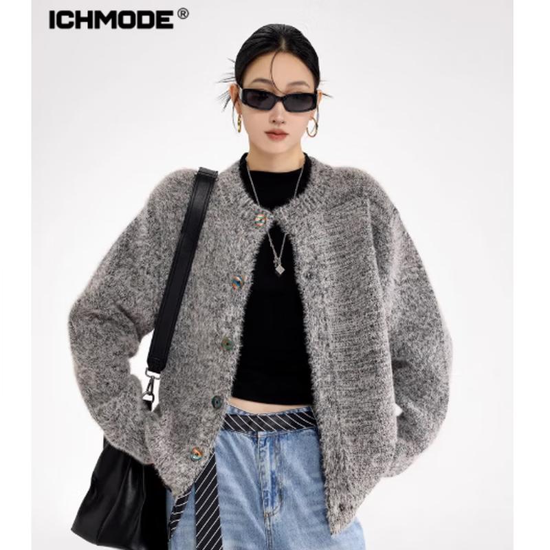 

ICH MODE Women s Faux Mink Knitted Cardigan M