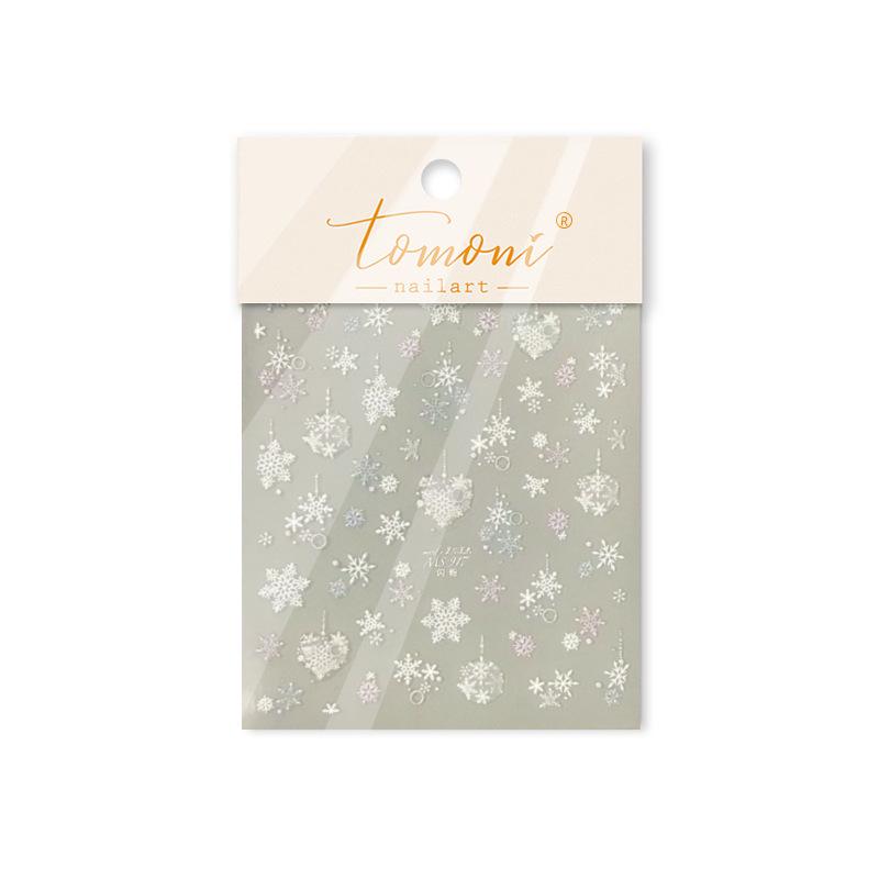 Tomoni & Moshu Winter Luxury Metal Nail Art Stickers: Snowflake & Heart Designs
