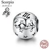 Bamoer Genuine 925 Sterling Silver 12 Constellation Zodiac Round Beads Fit Original Bracelet Charms