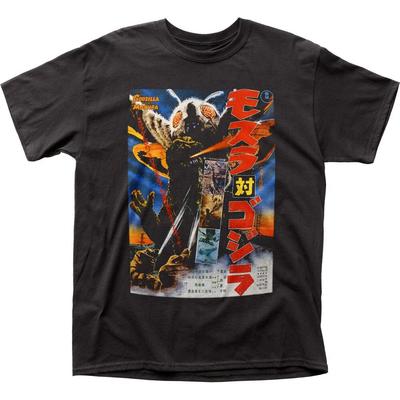Godzilla Mothra Poster Mens T Shirt Cult Classic Monster Movie Tee New Black