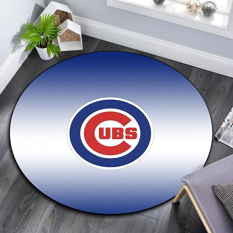 Chicago Cubs Round Area Rug,Carpet Rug for Living Room Bedroom Sofa Playroom Decor,Non-slip Floor Mat