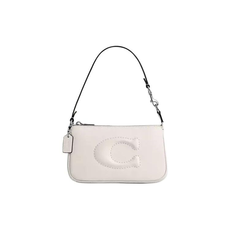 Coach CR364-SVHA Women s Nolita 19 Chalk Silver Smooth Leather Wristlet Basic Set (Bag+Dust Bag)