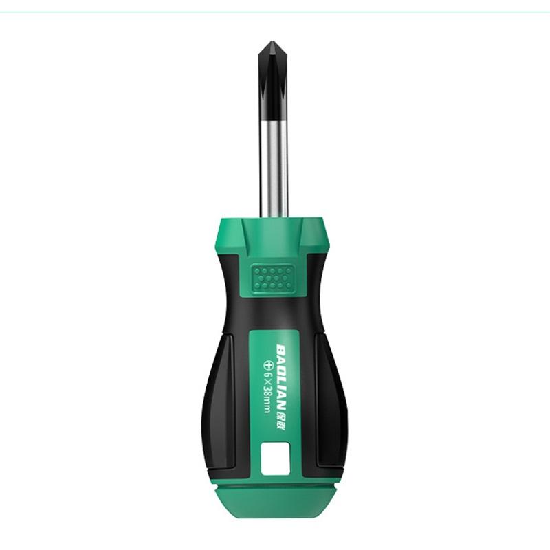 Mini Short Handle Screwdriver Magnetic Cross Slotted Screwdriver Industrial Grade Manual Repair Hand Tool for Household Maintenance