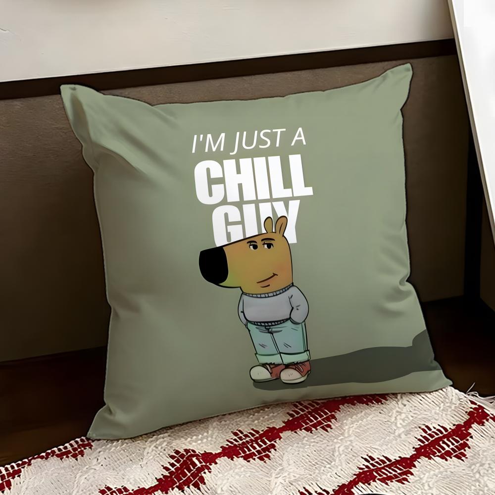 Anime CChill GGuy Cushion Cover Reversible Soft Durable Pillow Cover Home Car MultiScene Use for Daily Comfort