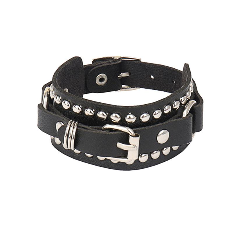 1 Stück Punk Goth Rock spitze Nieten Kegel Nieten Leder Manschette Armband Für Männer Hip Hop Frauen klobiges Armband Pulseras Schmuck