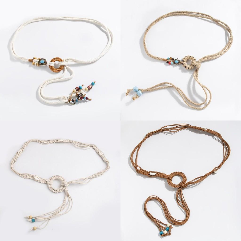 Bohemian Style Handmade Turquoise Waist Rope With Knotted Fastening For Festival Looks