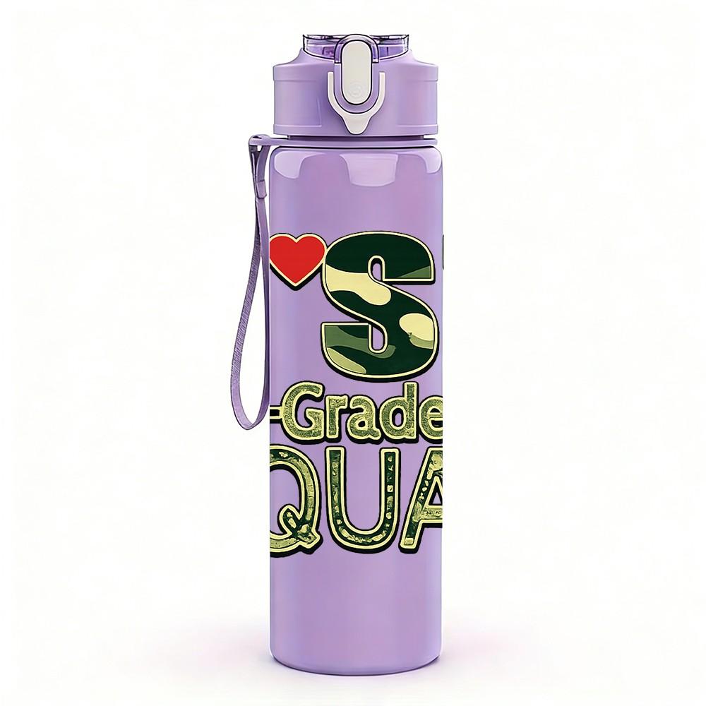1PC 1st Girl Squad Birthday Text Print 750ml Color Plastic Sports Water Bottle Leakproof Flip Straw Lid Suitable for Sports Office Home Use