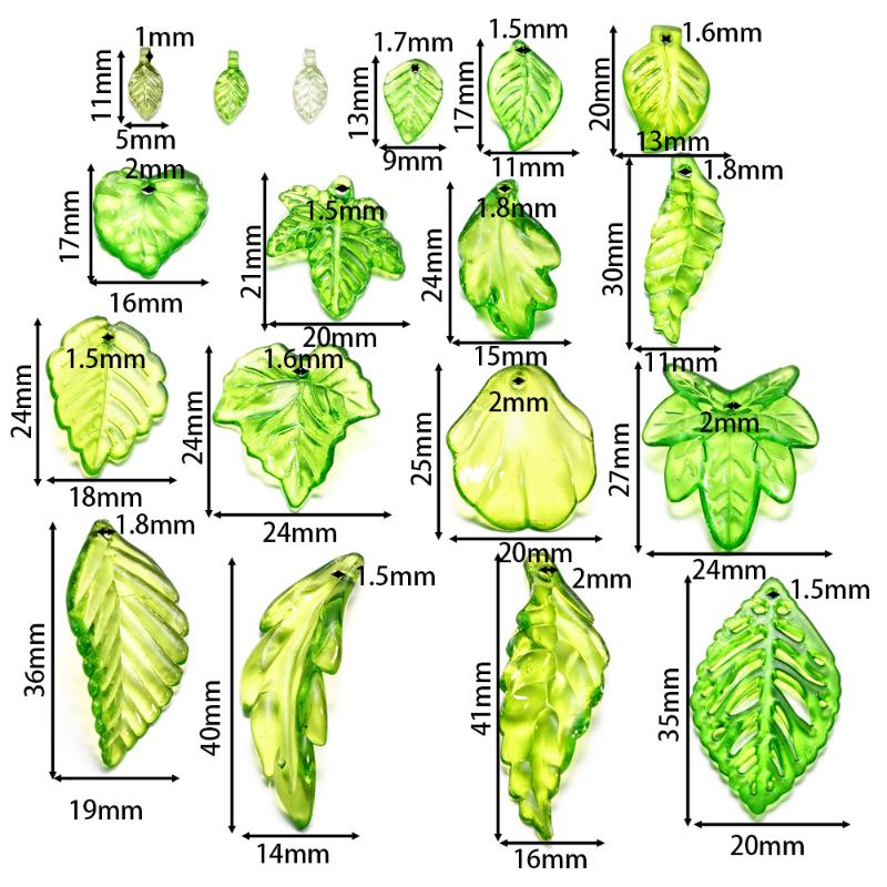 10-100Pcs Green Acrylic Leaf Charms Leaves Beads Pendants For Diy Necklace Bracelet Earrings Jewelry Making Handmade Crafts