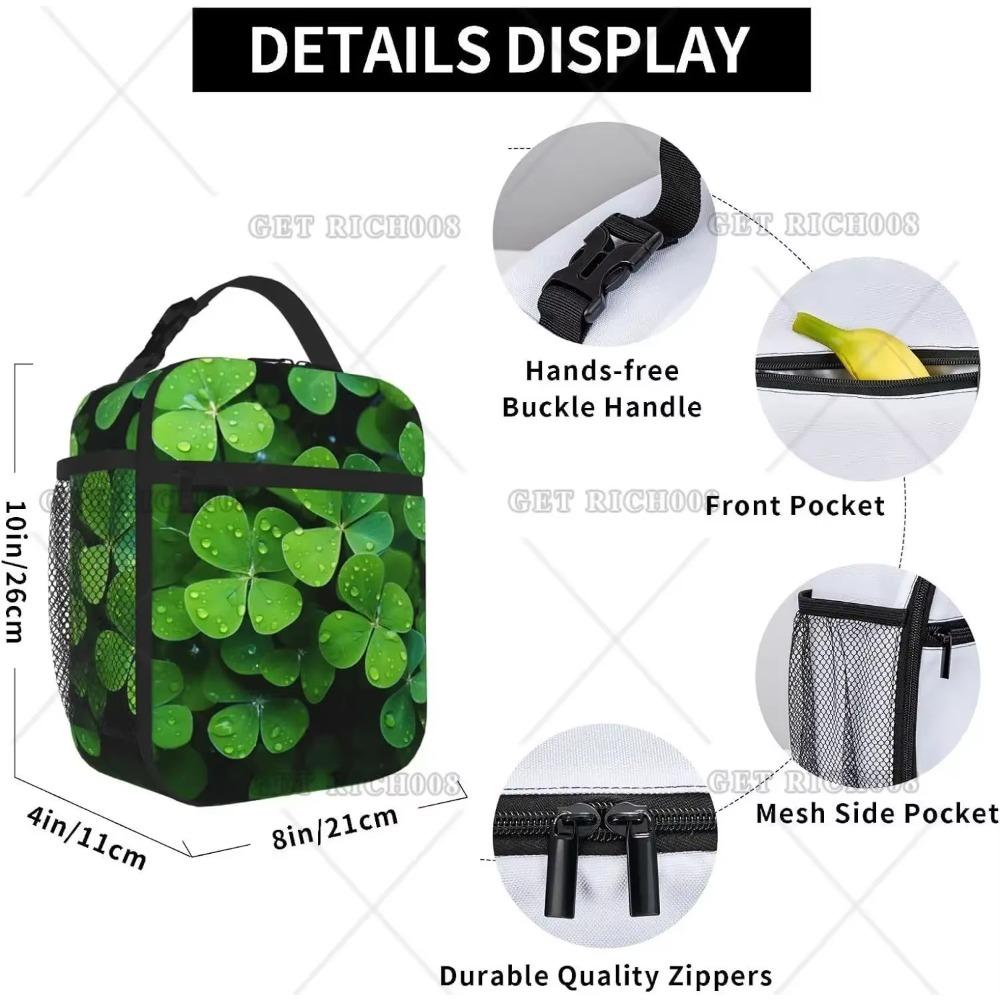 3D St.patrick Day Clovers Insulated Lunch Bag Many Green Clover Lunch Box Lunch Bag for Women Food Tote Bags Reusable