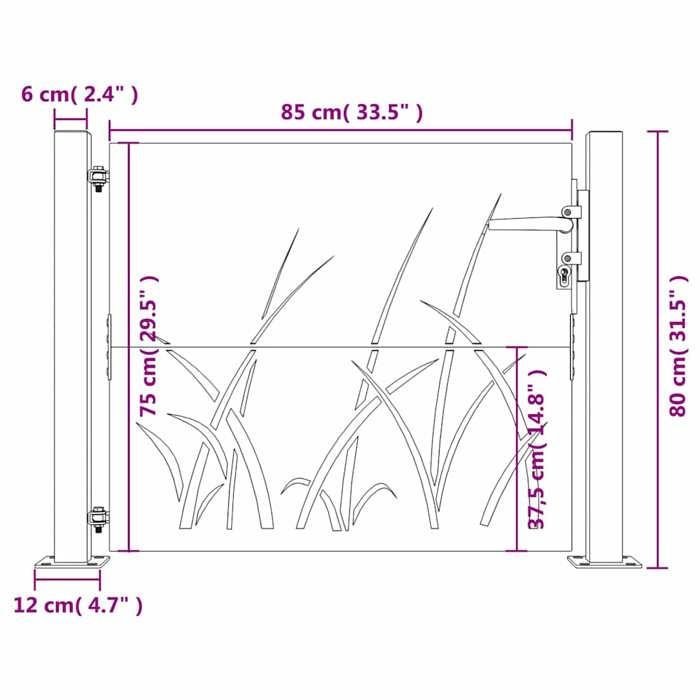 VidaXL Portail de Jardin, Portillon de Patio, Barrière de Sécurité, Porte d'Extérieure Terrasse, 105x80 cm Acier Corten 153226