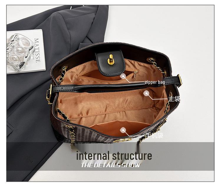 Retro gewebte Damen Umhängetasche - Schultertasche mit großem Fassungsvermögen und modischer Textur