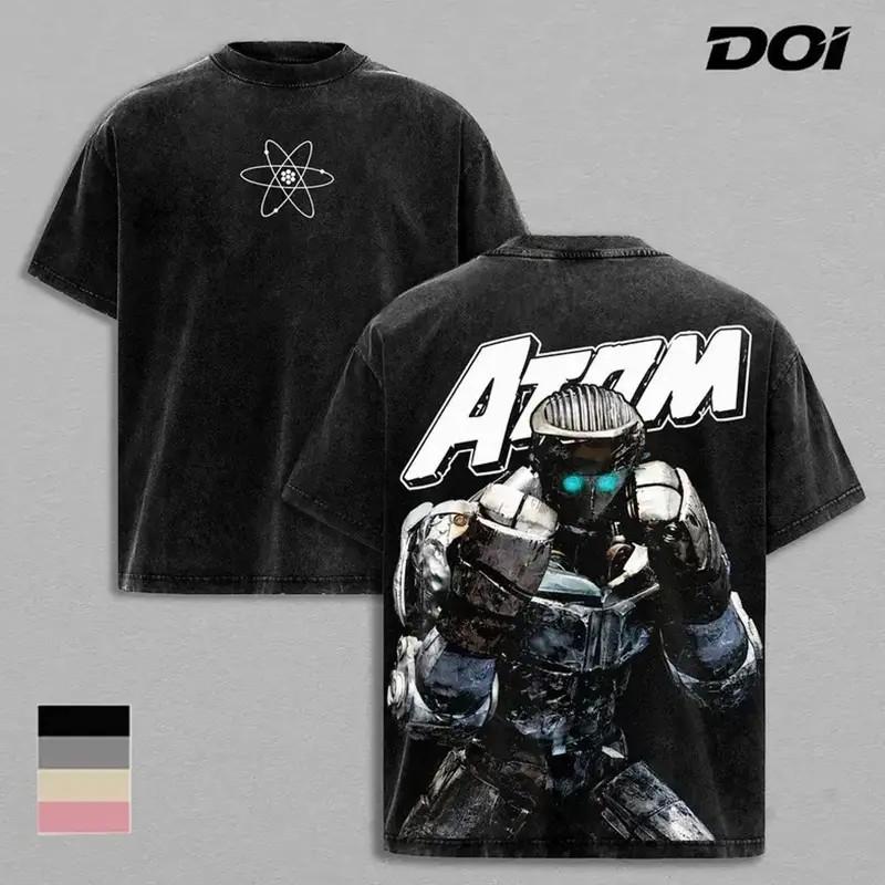 Atom Robot Boxerské Grafické Tričko, Vintage Prané Filmové Tričko, Real Steel Bojový R