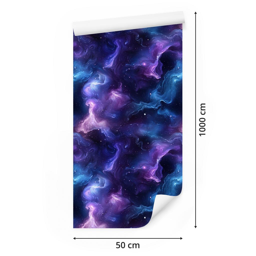 Watercolor Galaxy Wallpaper Navy Blue and Blue, Fine Detail 50x1000