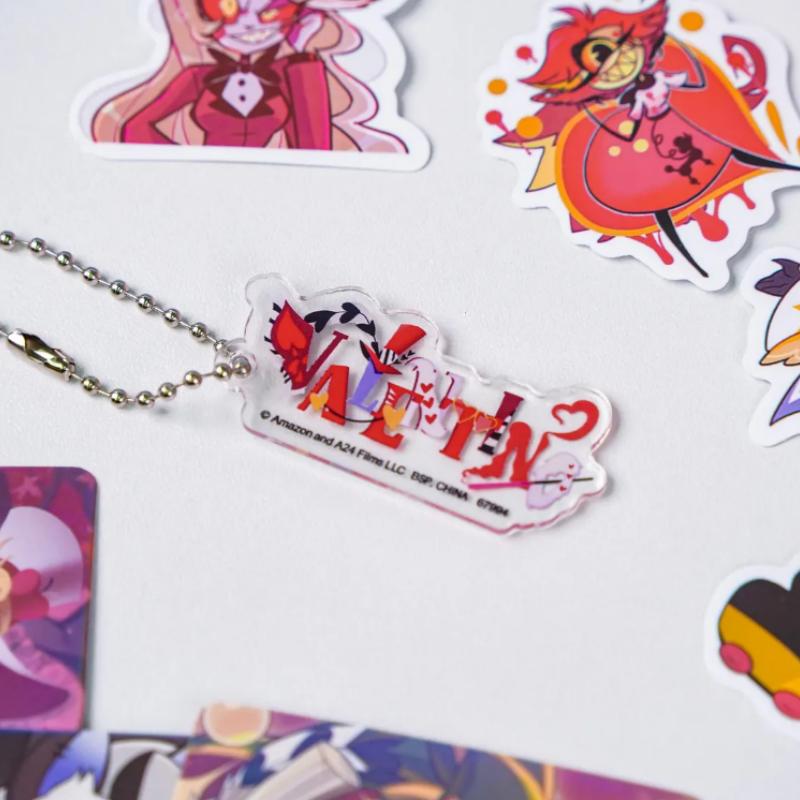 

Acrylic Keychain for Hazbin Hotel Alastor Lucifer Vox Velvette Vaggie Sir Pentious Peripheral Acrylic Charm Backpack Pendant 3psc