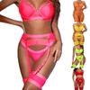 Women's Garter Lingerie, Sexy Lace Lingerie, Sheer Matching 4-Piece Lingerie Sexy Underwire Gathering Bundle Split Sexy Lingerie