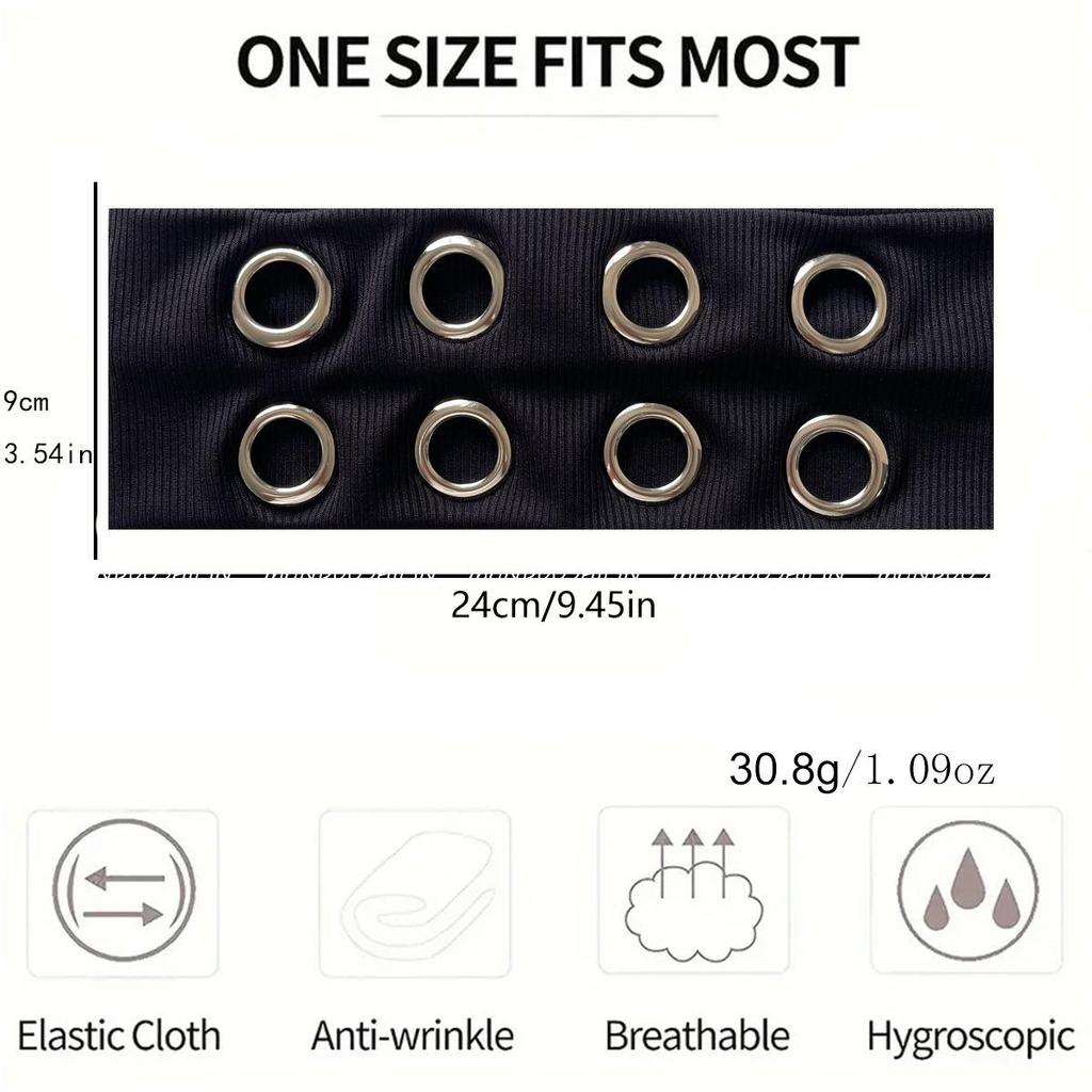 Anello Metallo Punk Ampia Fascia per Capelli - Elastica Stile Rock Retro