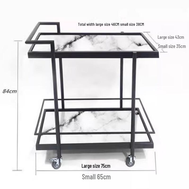 Hotel Service Trolley with Faux Marble Shelves