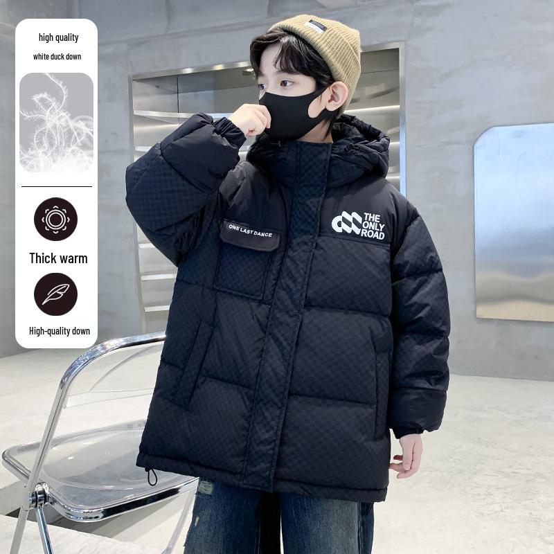 Boys' 2025 Winter Down Jacket: Trendy Thick White Duck Down Coat for Kids