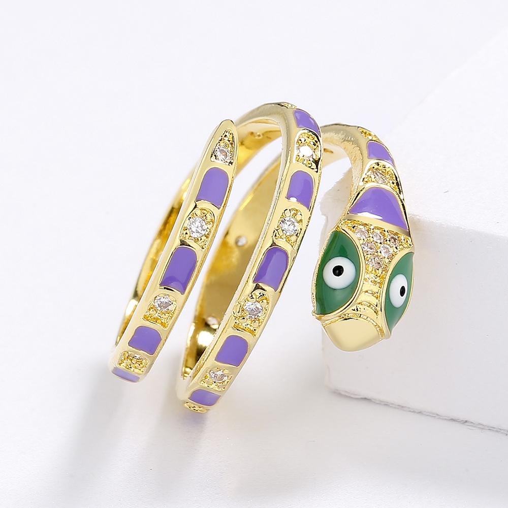 Unique Creative Female Ring Serpentine Wrap Around Party Jewelry Punk Style Animal Ring Colorful Handmade Enamel Jewelry Cocktail Party Jewelry
