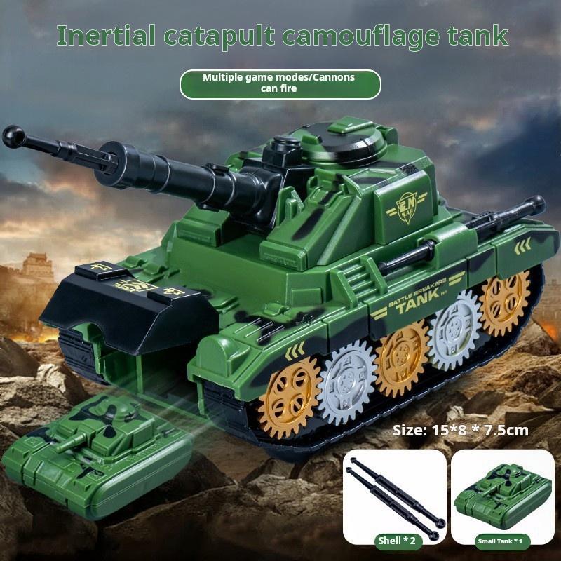 Inertial Catapult Gear Tank Toy Car, Can Fire Shells, Small Tank, Multiple Ways To Play Childrens Educational Toys ModelXT220