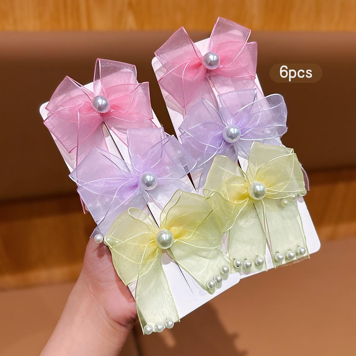 

6 colorful fashionable bow hair clips, sweet and stylish hair accessories suitable for daily use