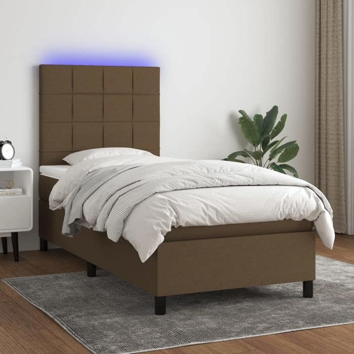 VidaXL Sommier à Lattes de Lit avec Matelas et LED, Lit Rembourré, Lit Simple, Lit Adulte de Chambre à Coucher Intérieur, 3134848