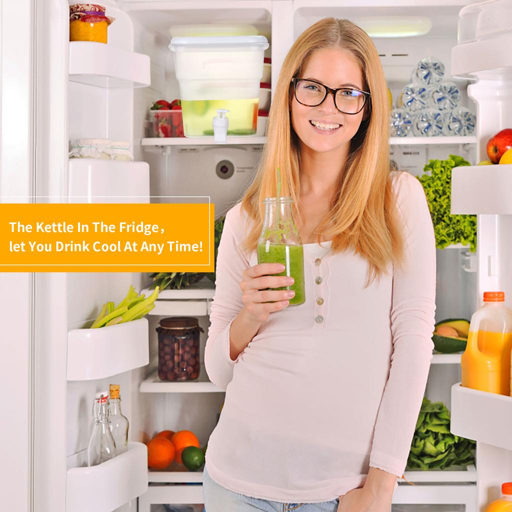 2Pcs Plastic Water Dispensers Fridge Liquid Dispenser Drink Dispenser With Tap Iced Beverage Dispensers For Milk Ice Water Cockt